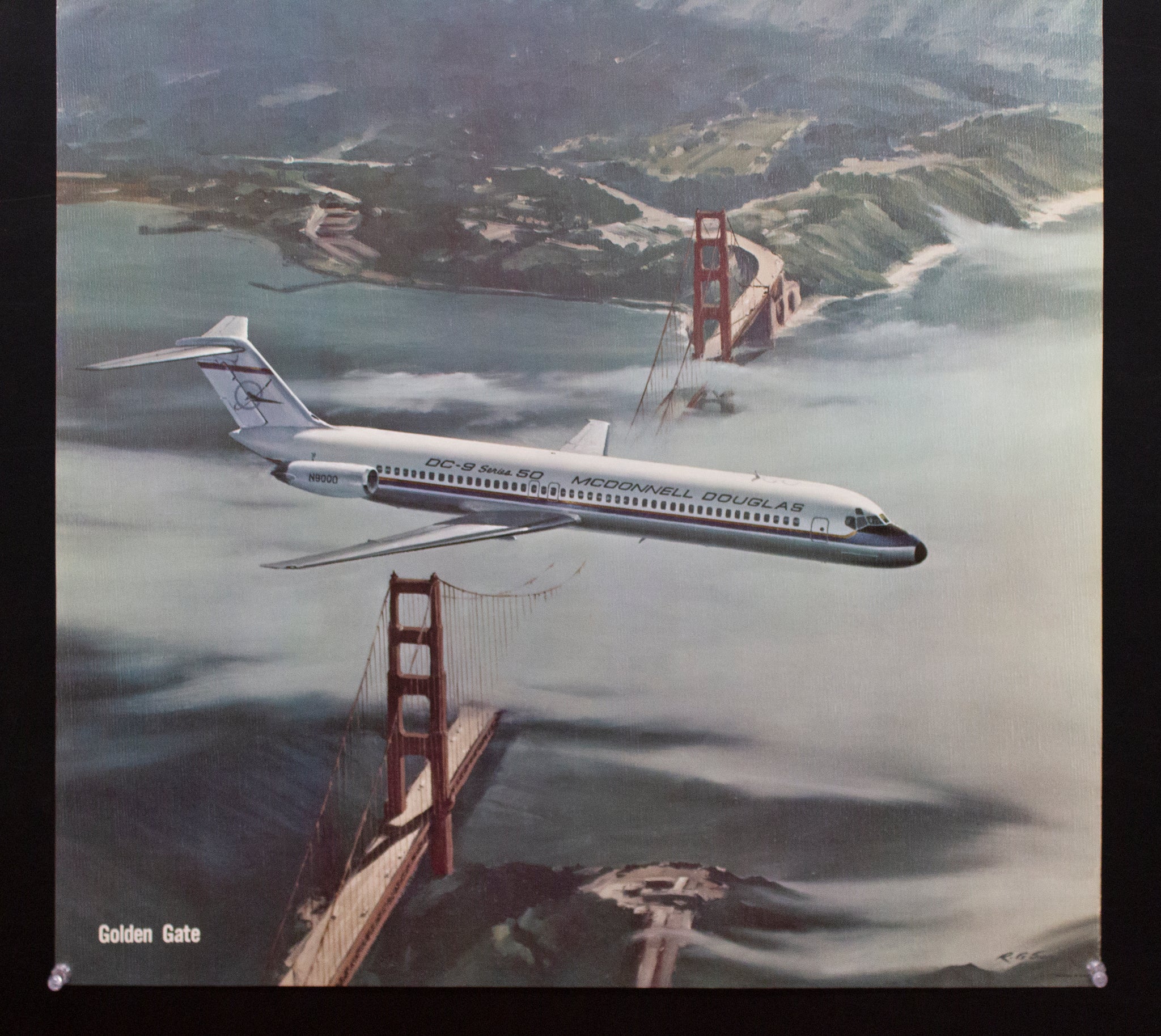 1976 USA Bicentennial McDonnell Douglas DC-9 Twinjet Poster R G