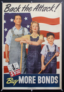 1944 Back The Attack! Buy More Bonds 5th War Loan US Treasury
