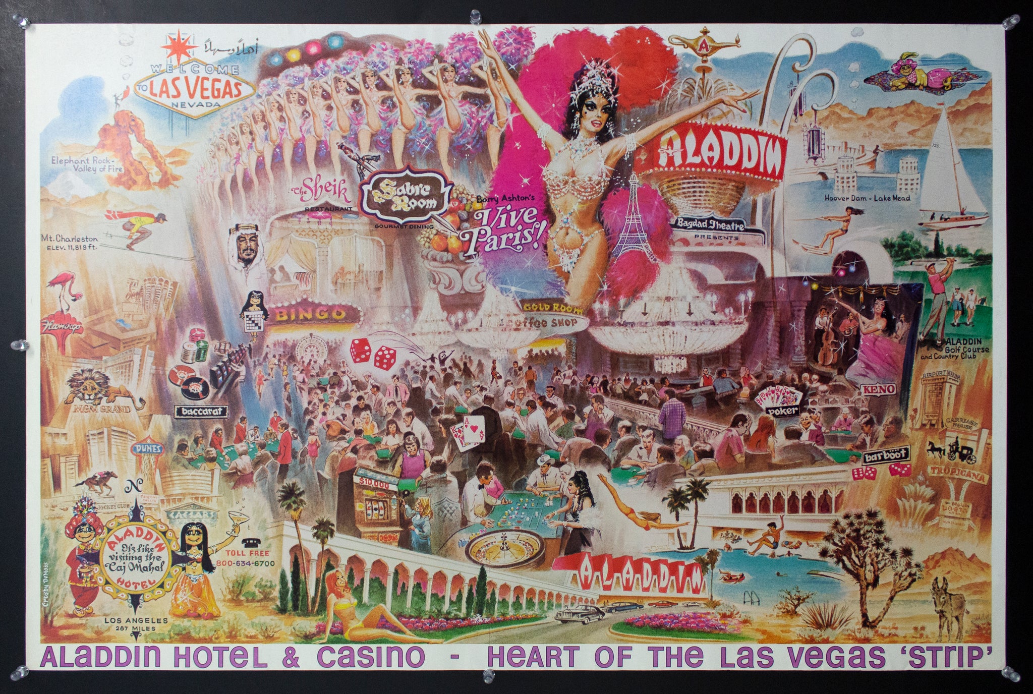 c.1974 The Aladdin Hotel & Casino Heart of the Las Vegas Strip Crosby Demoss