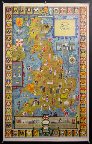 1961 Map of Royal Britain Pictorial Map Great Britain England United Kingdom