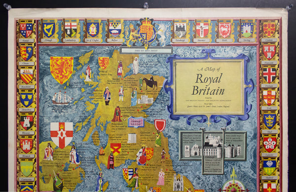1961 Map of Royal Britain Pictorial Map Great Britain England United Kingdom