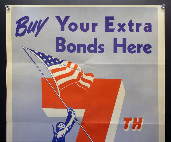 1945 Buy Your Extra Bonds Here 7th War Loan Marines Raising Flag Iwo Jima WWII