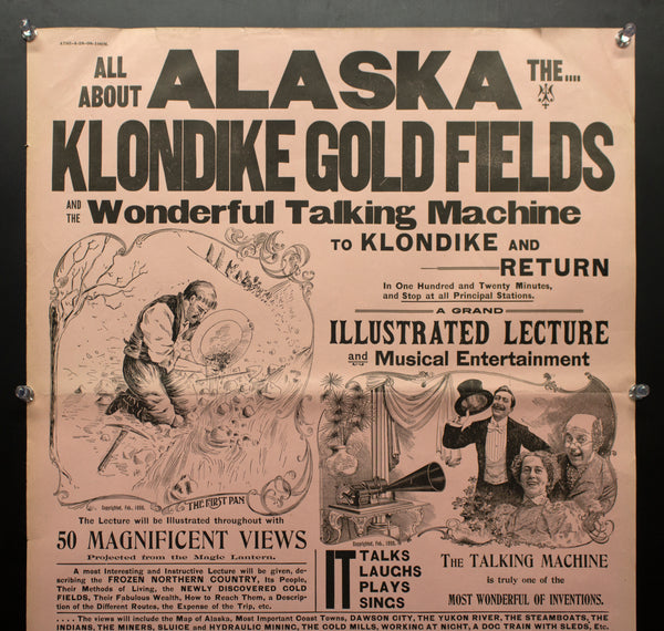 1898 Alaska Klondike Goldfields Illustrated Lecture Magic Lantern Show Broadside