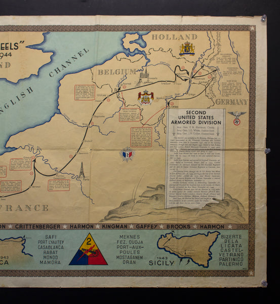 1944 Hell On Wheels 2nd Armored Division Europe Campaign Map