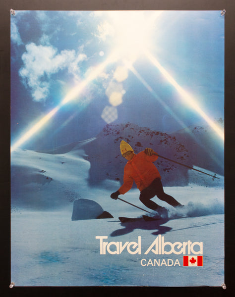 c.1974 Travel Alberta Canadian Tourism Ski Poster Vintage Original