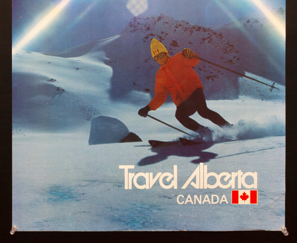 c.1974 Travel Alberta Canadian Tourism Ski Poster Vintage Original