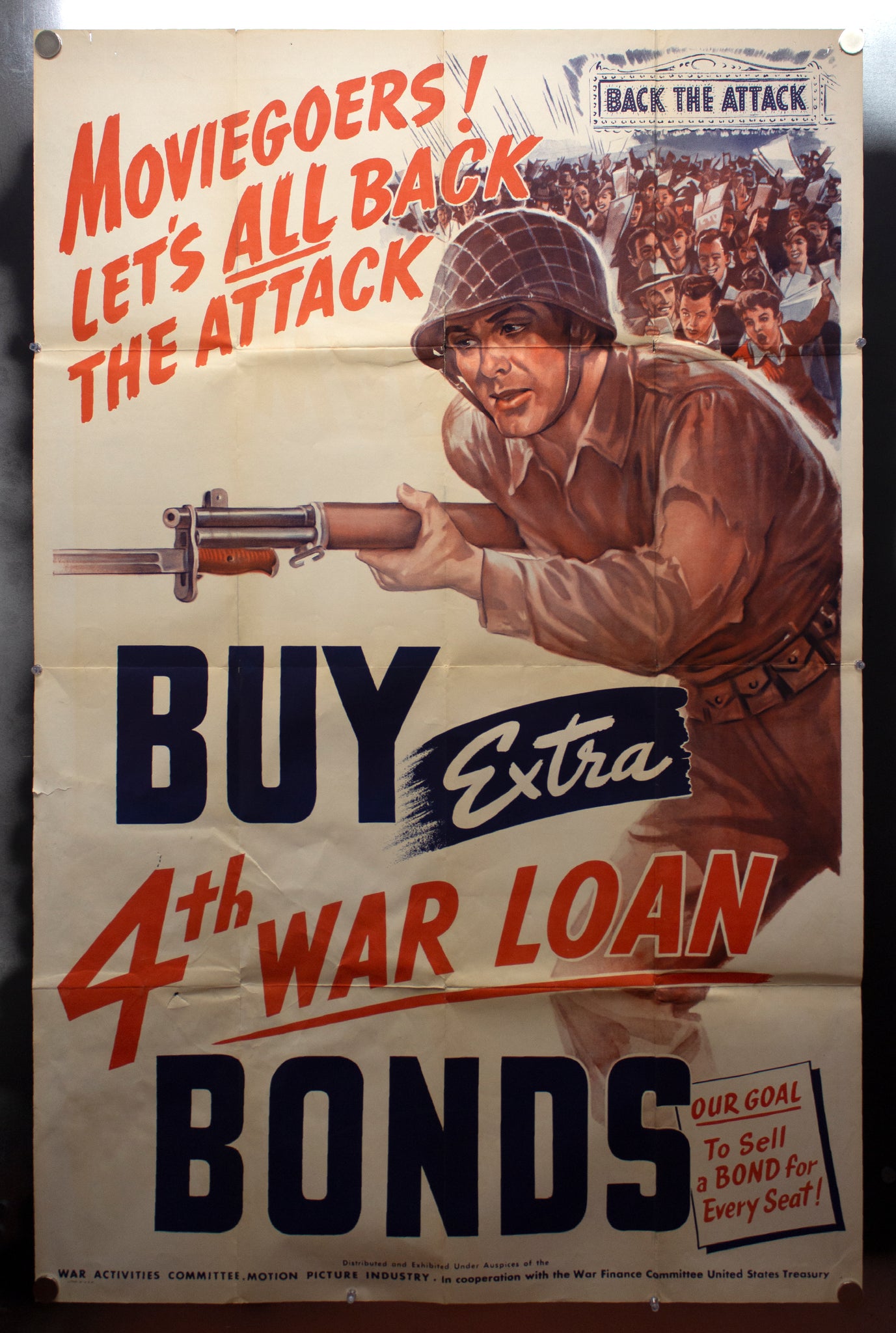 1944 Moviegoers Lets All Back The Attack! Motion Picture War Activities Committee WWII