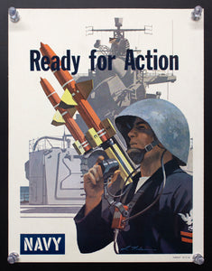 c.1960s Ready for Action US Navy Recruiting by Lou Nolan Vietnam War Era