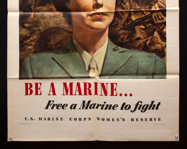 1943 Be A Marine Free A Marine To Fight Women's Reserve Corps USMC WWII