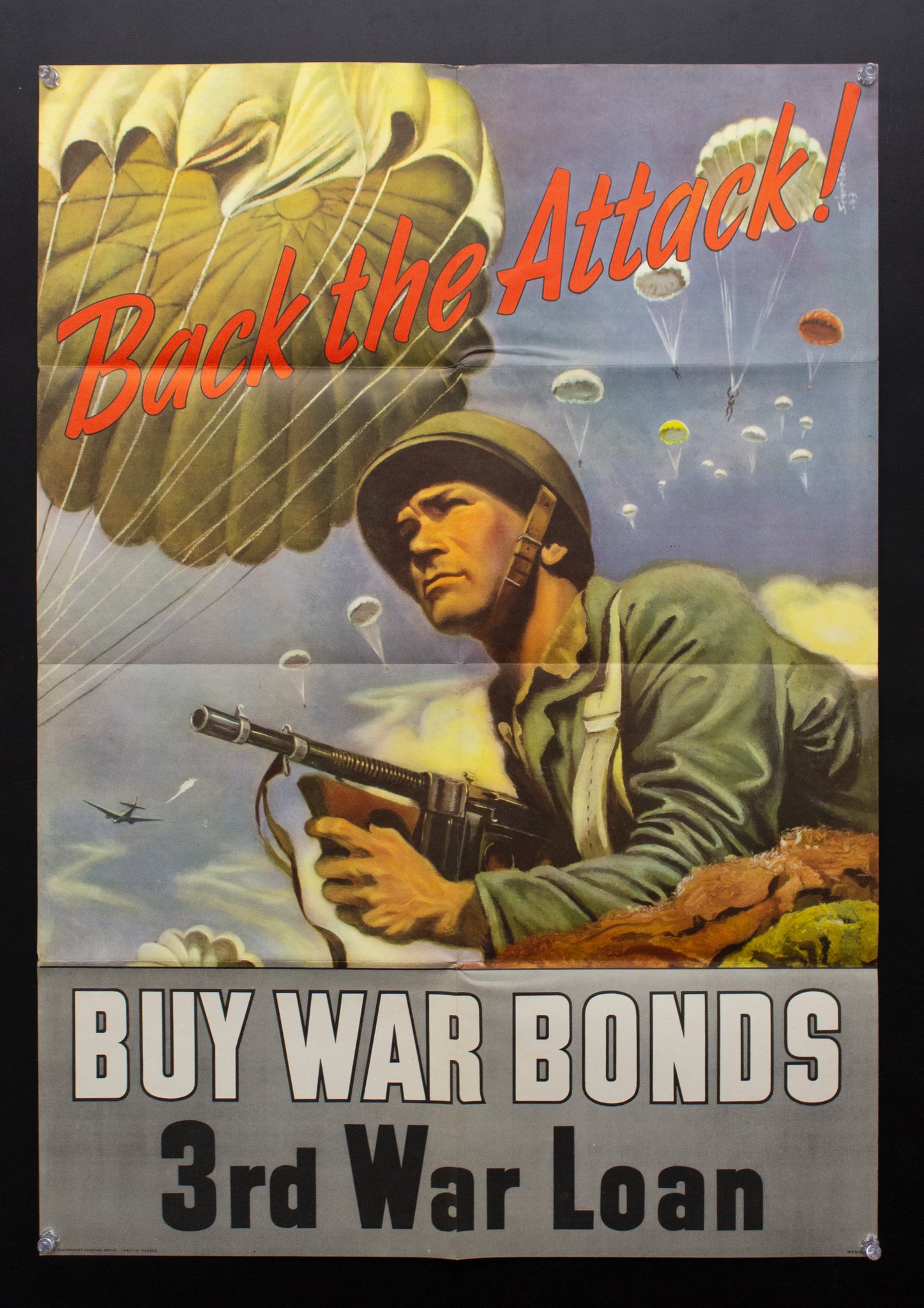 1943 Back The Attack! Buy War Bonds 3rd War Georges Schreiber Airborne Larger Size