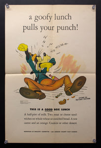1943 A Goofy Lunch Pulls Your Punch! Walt Disney Studios WWII Nutrition