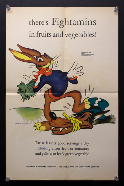 1943 There's Fightamins In Fruits And Vegetables Walt Disney Studios WWII