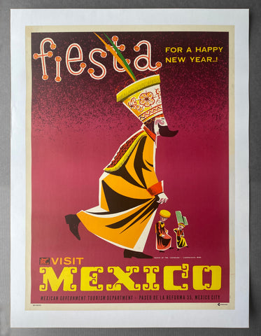 c.1950s Fiesta For A Happy New Year! Visit Mexico Dance of Chinelos Morelos