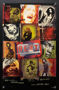 1996 Rent Broadway Musical Window Card Cast Signed Nederlander Original