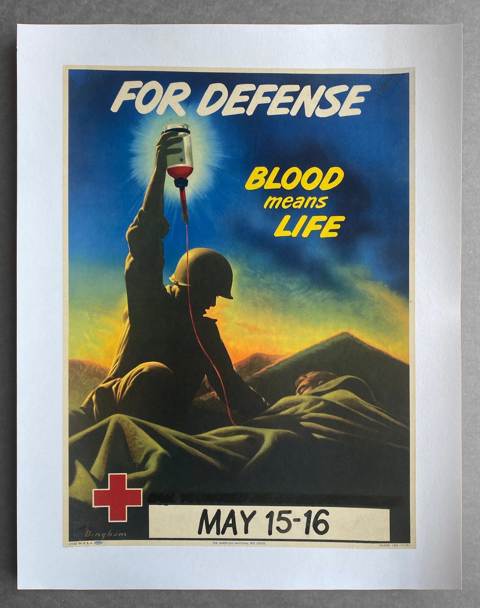 1950 For Defense Blood Means Life Red Cross Korean War James Bingham