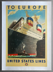 c.1928 To Europe United States Lines SS Leviathan by R.S. Pike