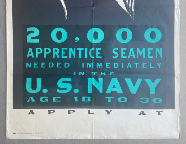 c.1917 20,000 Apprentice Seaman Needed US Navy Charles Stafford Duncan WWI
