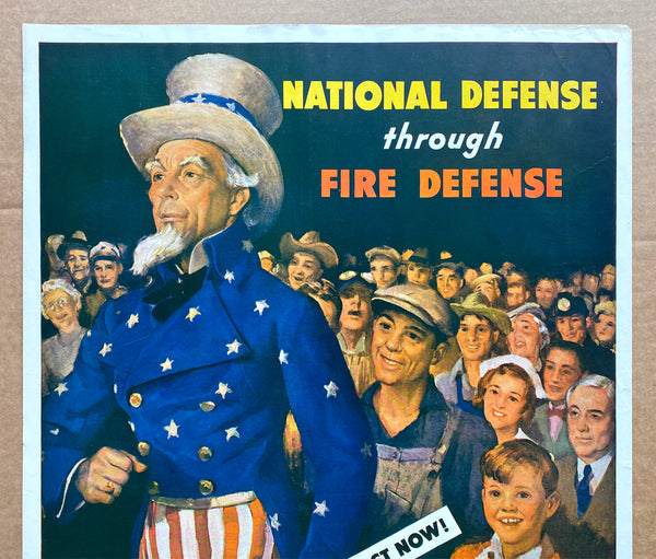 1941 National Defense Is Fire Defense Fire Prevention Week Uncle Sam WWII