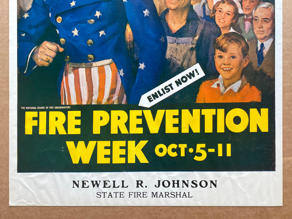 1941 National Defense Is Fire Defense Fire Prevention Week Uncle Sam WWII