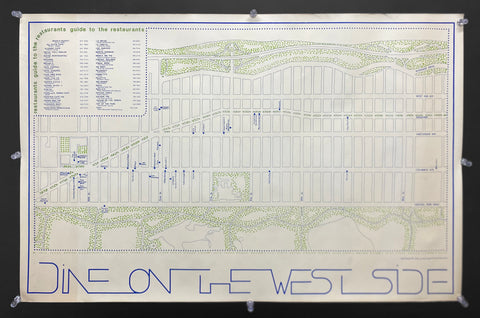 1978 Dine On The West Side New York City Restaurant Guide Map Poster