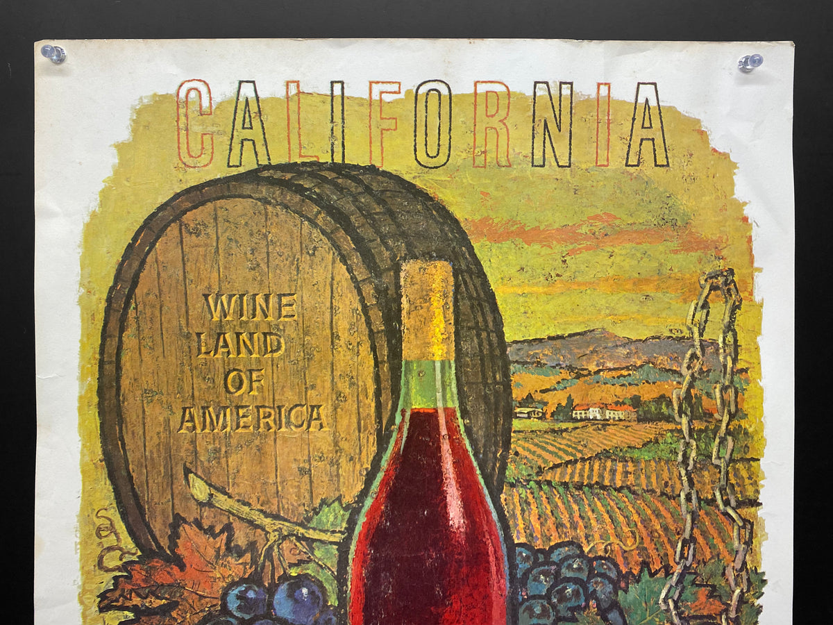 c.1965 California Wine Land of America Poster Amado Gonzalez Original