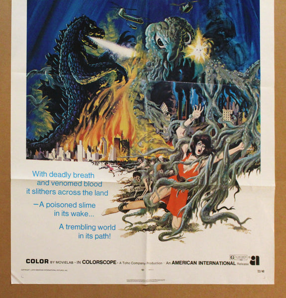 1972 Godzilla vs. Smog Monster One Sheet Movie Toho Co. Ltd Kaiju 1st American Release