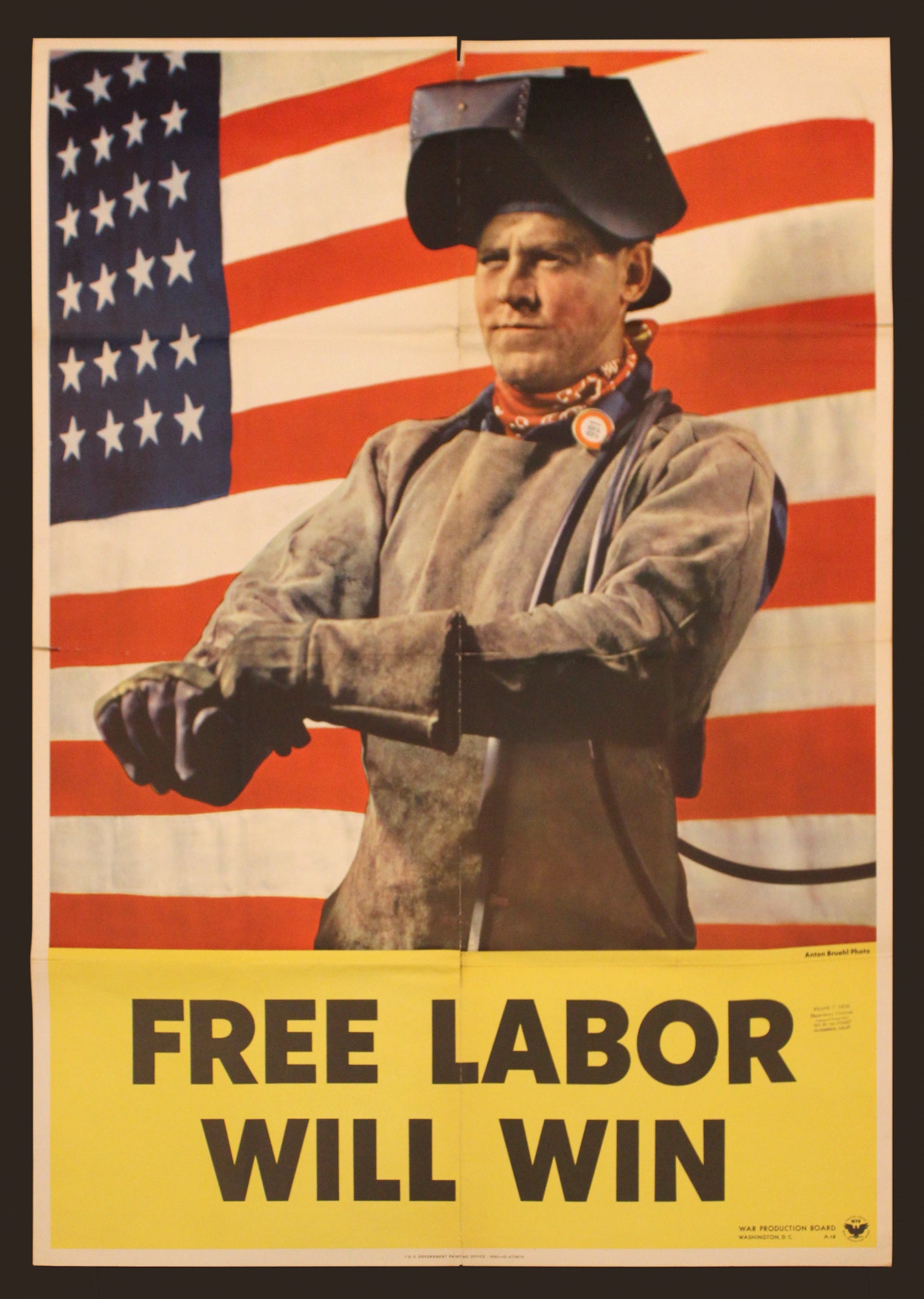 1942 Free Labor Will Win by Anton Bruehl WWII Rare Color Photo Poster