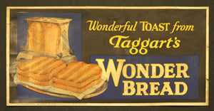 1923 Taggart Baking Co. Wonder Bread Trolley Card Sign Indianapolis RARE
