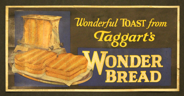 1923 Taggart Baking Co. Wonder Bread Trolley Card Sign Indianapolis RARE