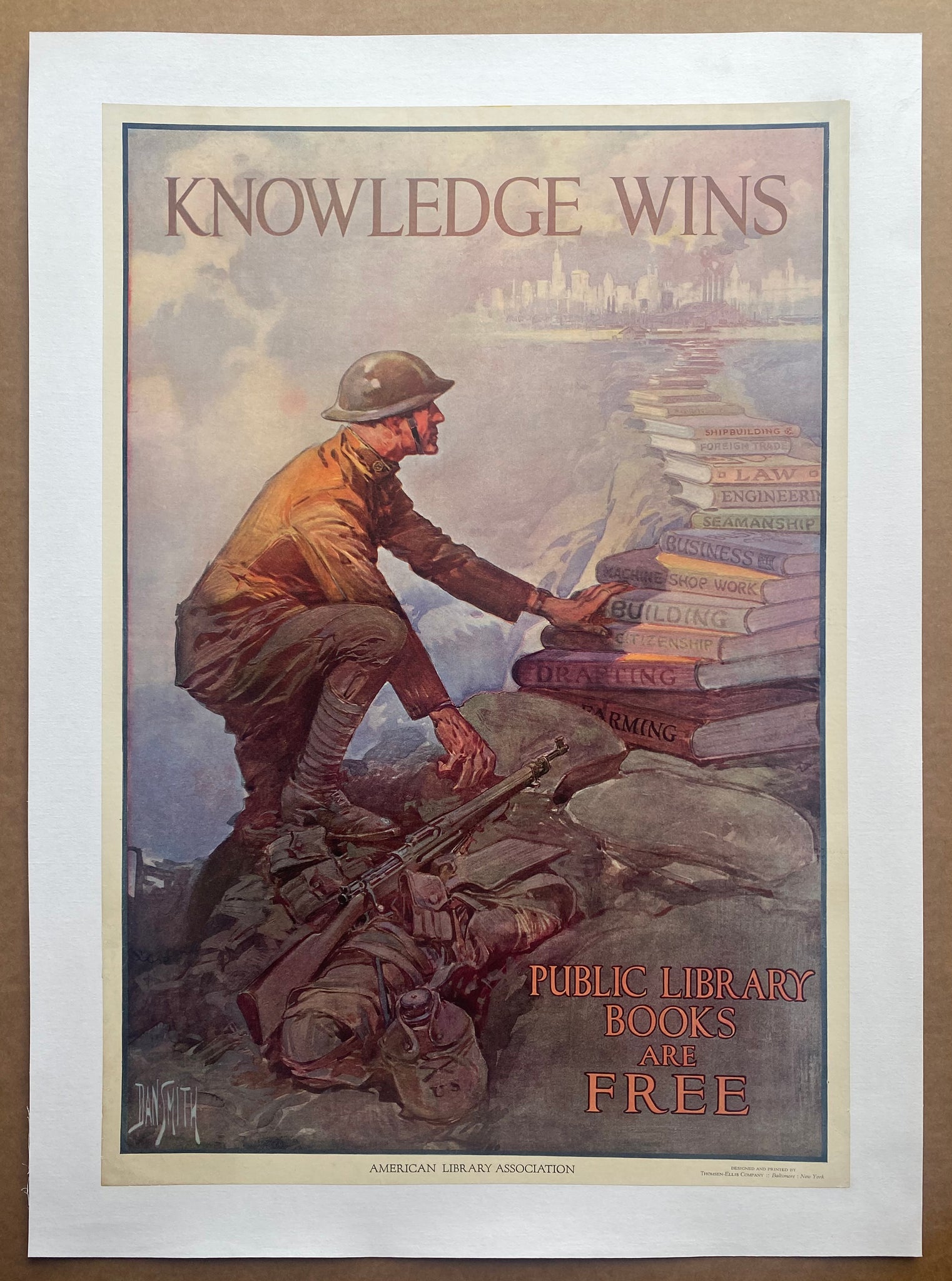 1918 Knowledge Wins by Dan Smith American Library Association War Service WWI