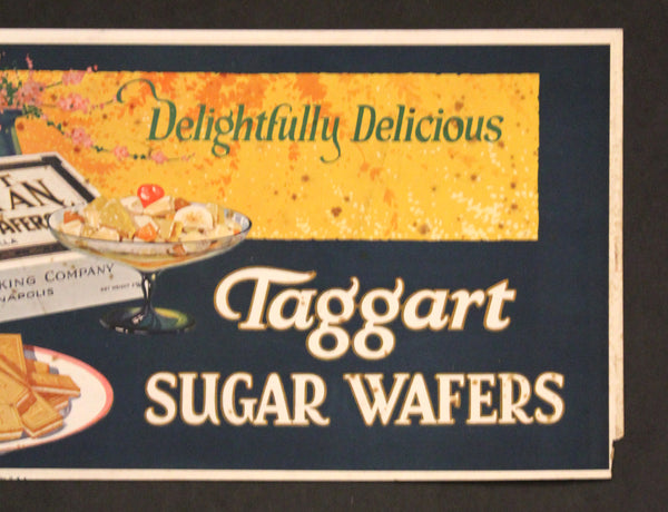 1924 Taggart Baking Company Sugar Wafer Cookie Trolley Car Sign Indianapolis
