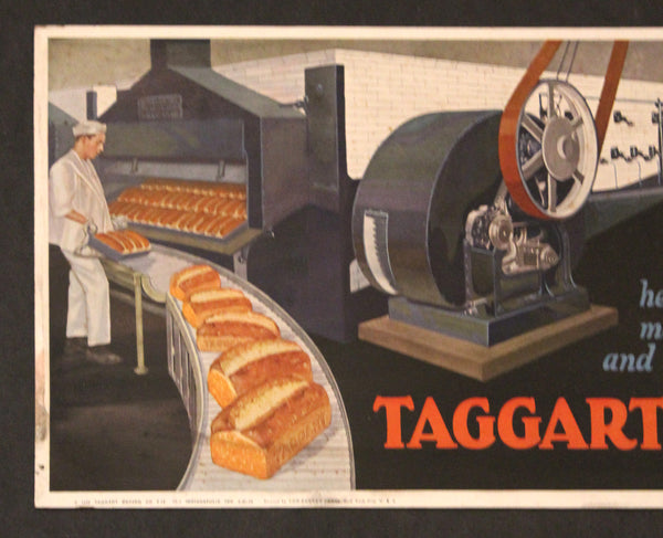 1923 Taggart Baking Company Bread Trolley Card Sign Indianapolis