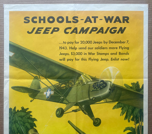 1943 Schools At War Jeep Campaign Piper Cub L-4 Grasshopper WWII Rare