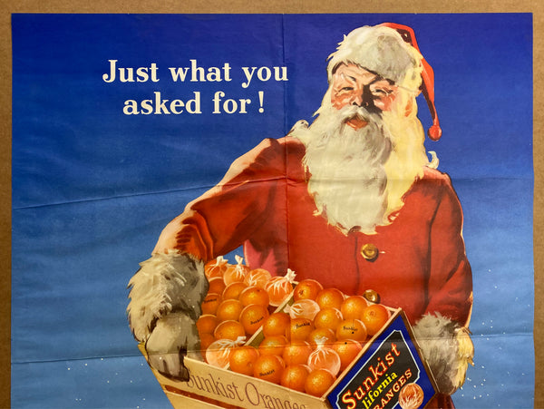 c.1950 California Fruit Growers Sunkist Oranges Santa Claus Christmas Atomic Age