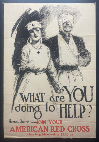 c.1918 What Are You Doing To Help Join American Red Cross Gordon Grant WWI