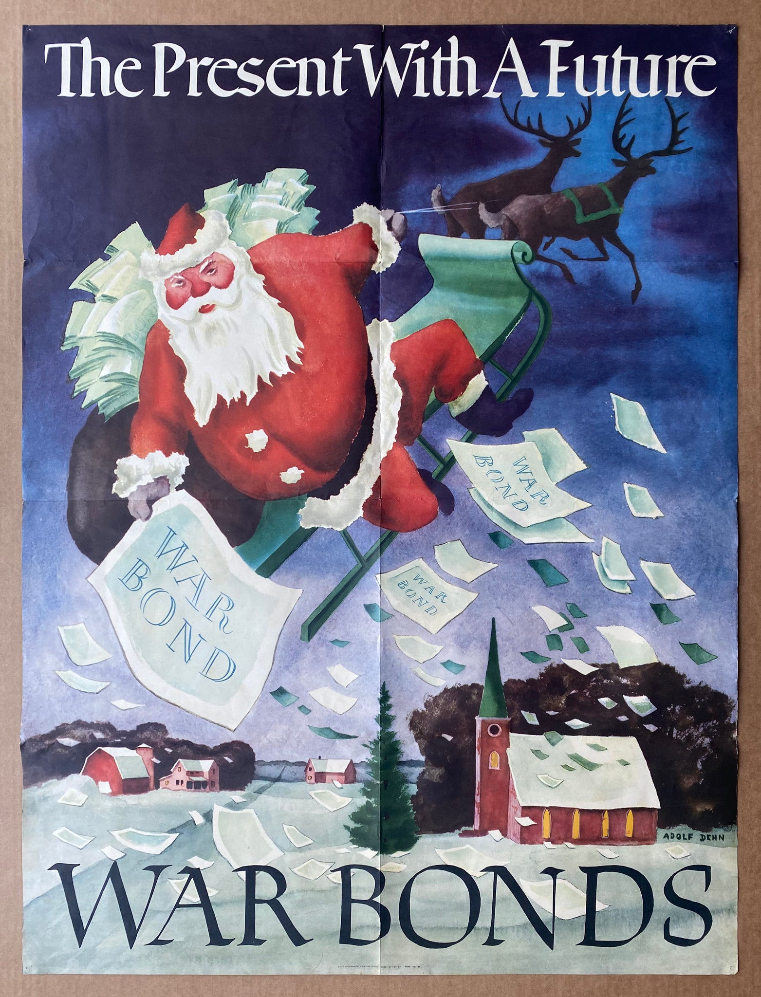 1942 The Present With A Future Buy War Bonds Adolph Dehn Santa Claus Christmas