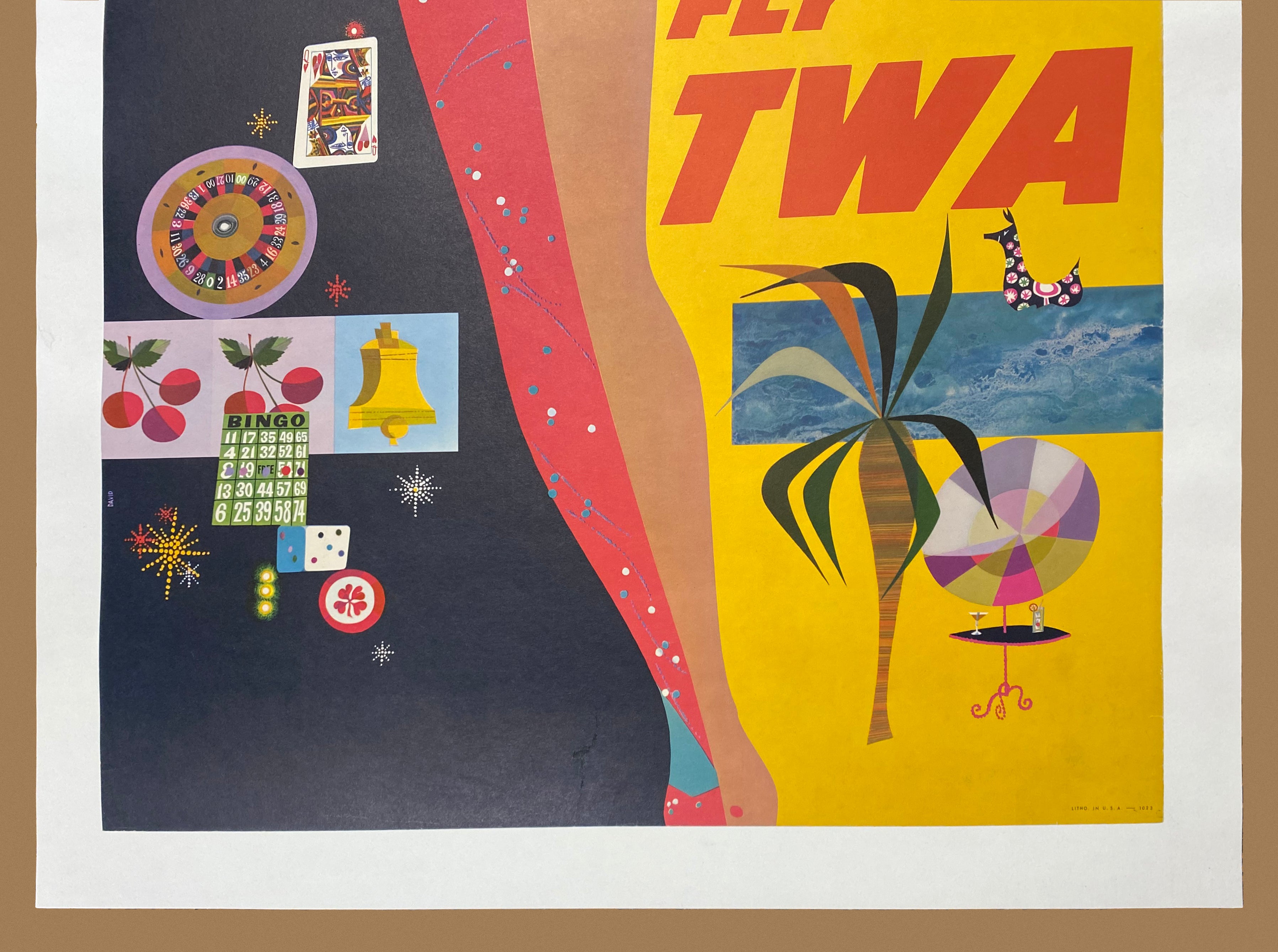 Two TWA Airline Mid-Century Travel Posters, New York and Las Vegas