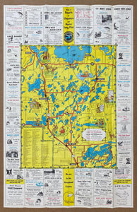 c.1950s Long Pine Playground Minnesota Pictorial Cartoon Map Vintage