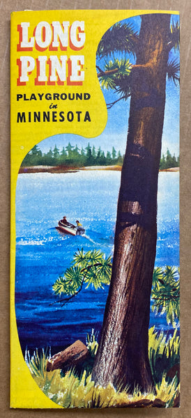 c.1950s Long Pine Playground Minnesota Pictorial Cartoon Map Vintage