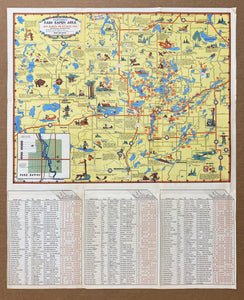 1958 Park Rapids Minnesota Mississippi Headwaters Region Pictorial Cartoon Map