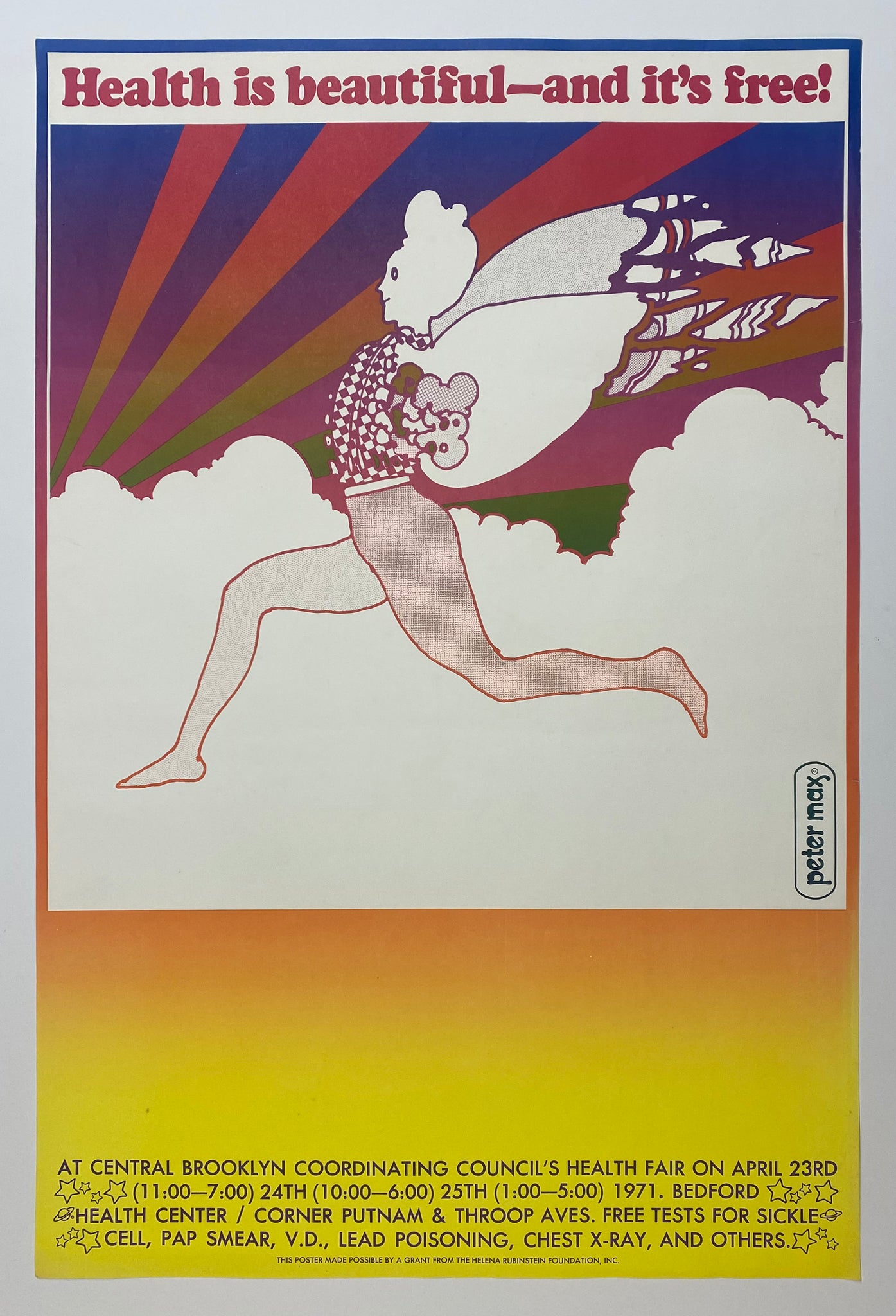 1971 Health Is Beautiful - And It's Free! Brooklyn Health Fair Peter Max