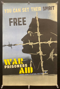 c.1943 You Can Set Their Spirit Free War Prisoner Aid Edward McKnight Kauffer WWII POWs