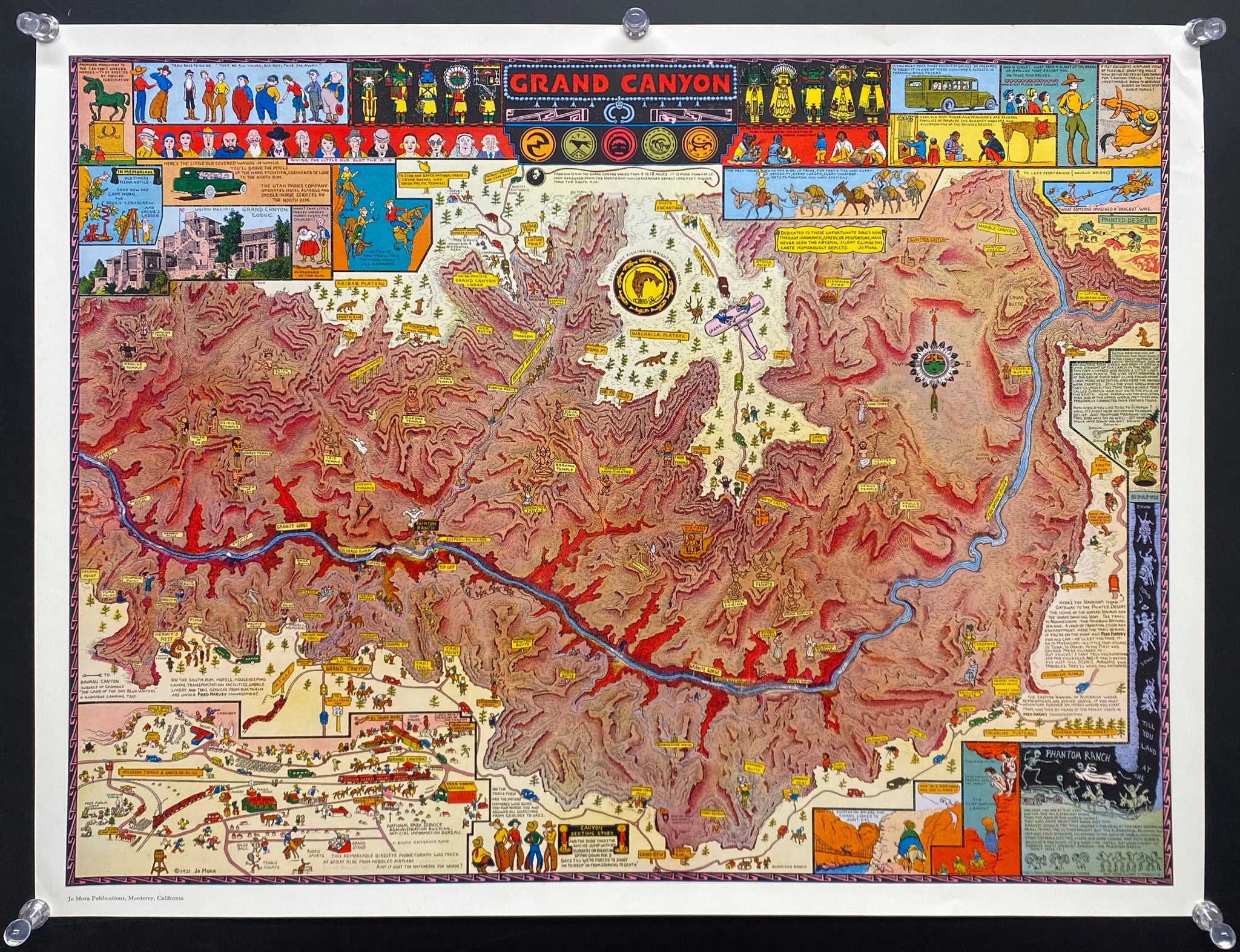 1931 Grand Canyon National Park Pictorial Map Jo Mora 1950s Color Edition