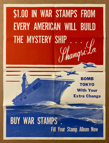 1943 Bomb Tokyo With Your Extra Change USS Shangri-La Aircraft Carrier War Savings Stamps