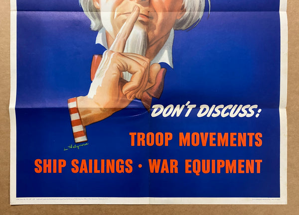 1943 I’m Counting On You Don’t Discuss Troop Movements Uncle Sam WWII Leon Helguera