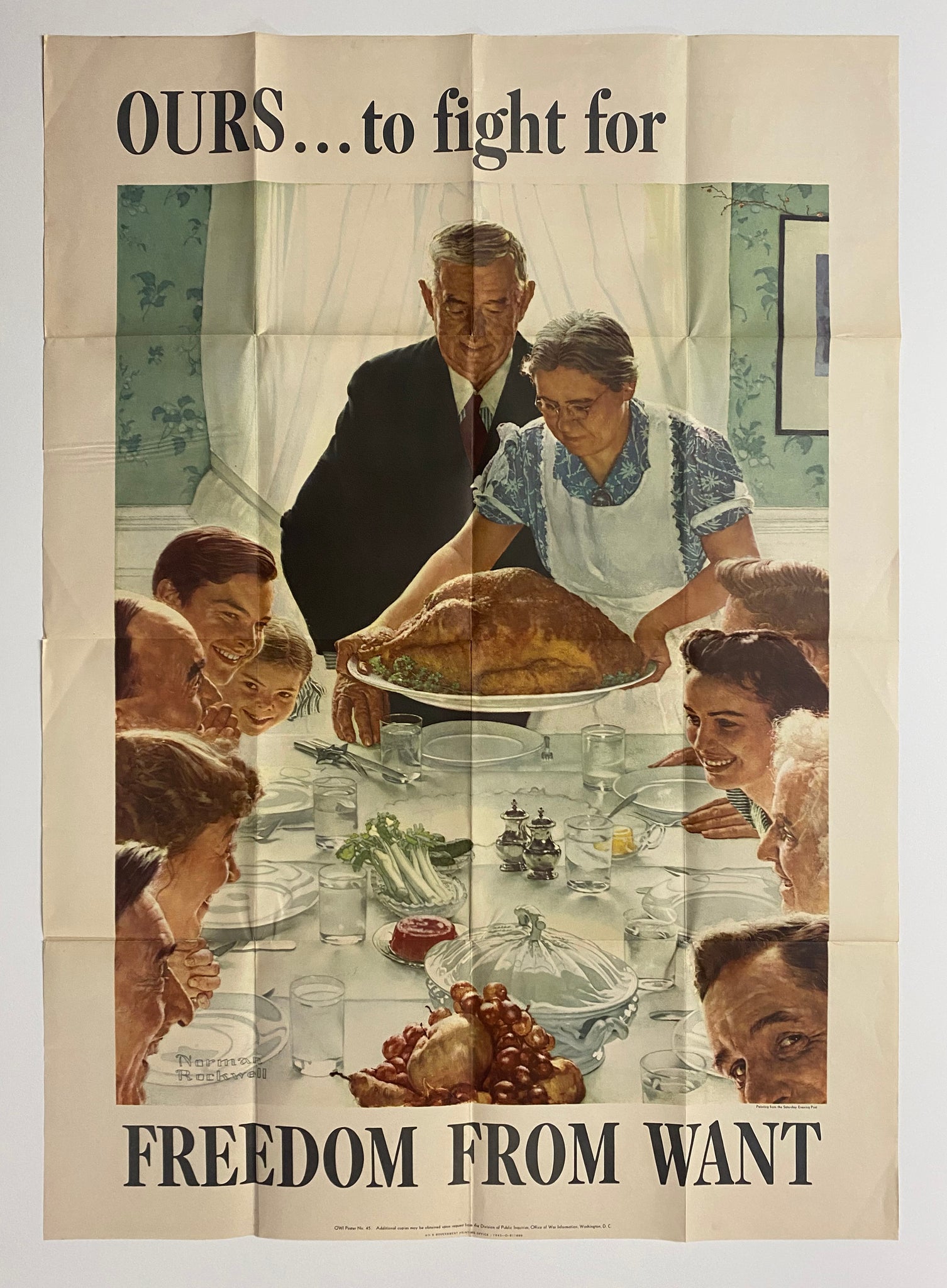 1943 Freedom From Want Norman Rockwell Four Freedoms OWI No. 45 Full Size