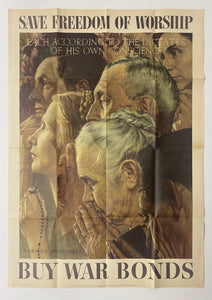 1943 Freedom of Worship Norman Rockwell Four Freedoms OWI No. 43 Full Size