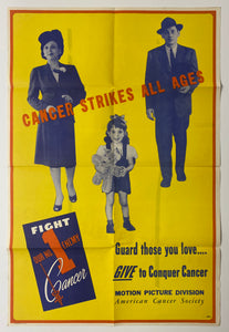c.1940s Cancer Strikes All Ages American Cancer Society Movie Theater Campaign