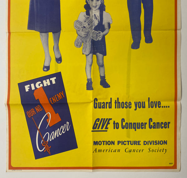 c.1940s Cancer Strikes All Ages American Cancer Society Movie Theater Campaign