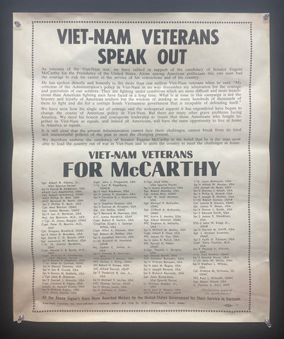 1968 Viet-Nam Veterans for Eugene McCarthy Campaign Vietnam Anti-War